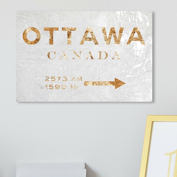 House of Hampton® 'Ottawa Road Sign' Textual Art on Canvas 